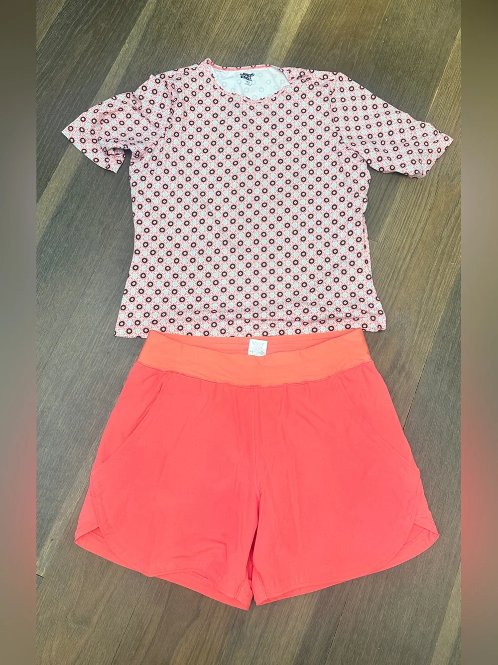 Lands' End Coral and Light Pink A-Line Skirt